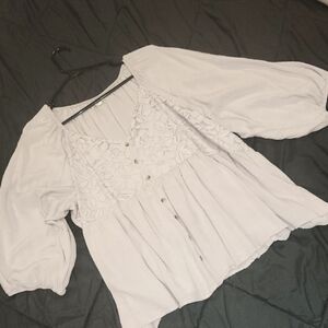 Maurices Lilac Ruffled 3/4 Sleeve Blouse